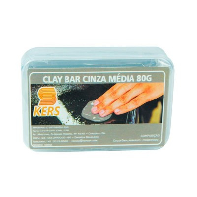 Barra Descontaminante Clay Bar Mágico Cinza Média 80g - Kers