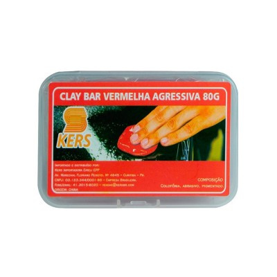 Barra Descontaminante Clay Bar Mágico Vermelha Agressiva 80g - Kers